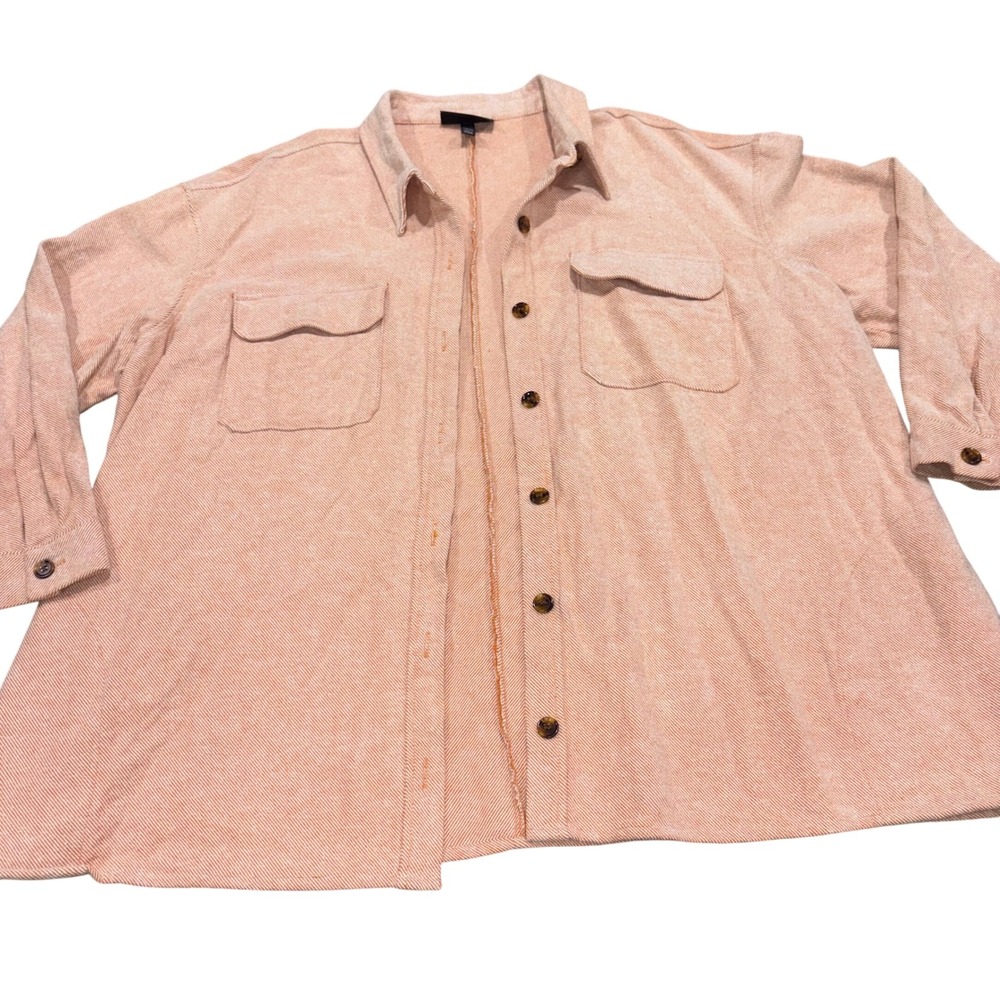 Shacket Lane Bryant Textured Twill Button Women 26/28 Orange